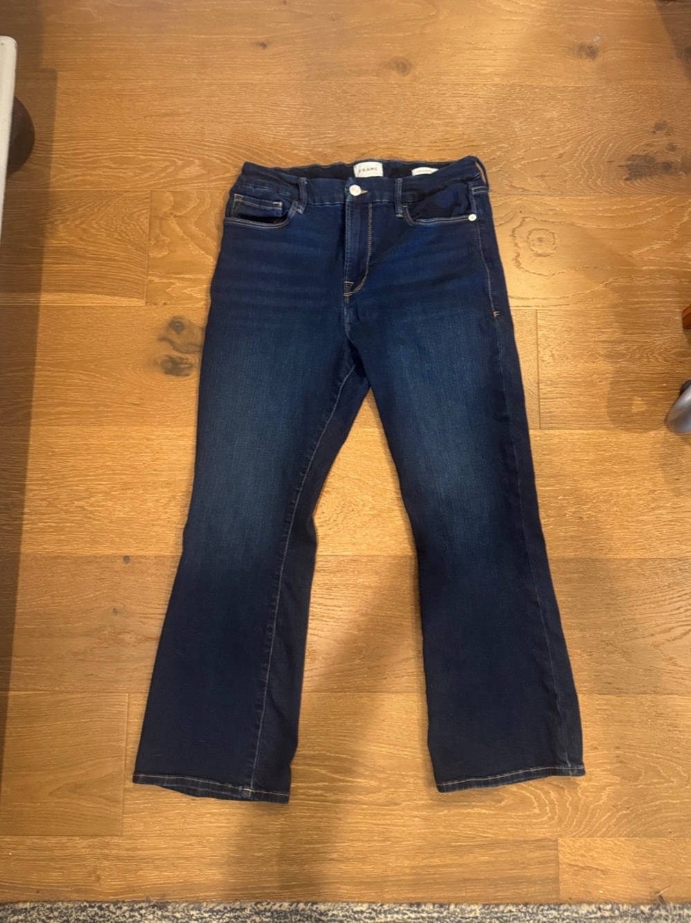 Frame Denim Indigo Cropped Bootcut Jeans